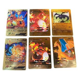 Fan Art Lot of 6 Pokemon Gold Charizard VMAX V Shining V Card